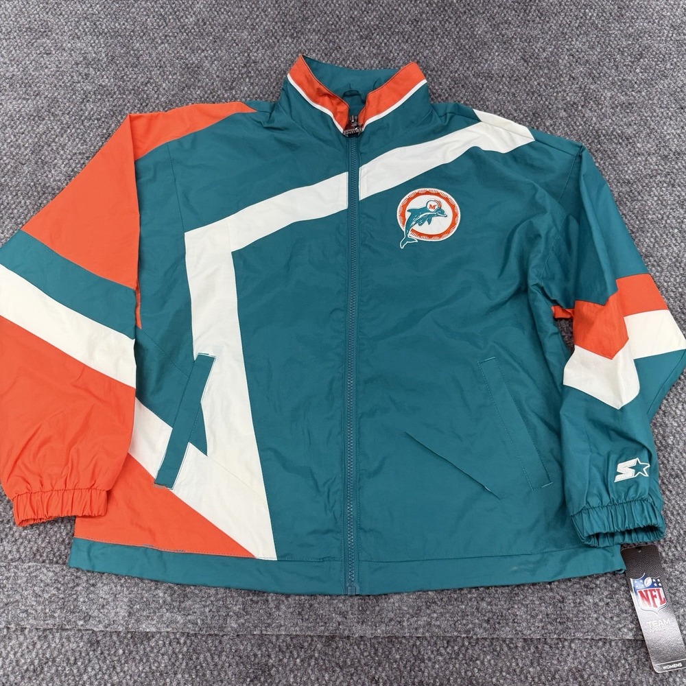Miami Dolphins Starter Women's Small Retro Windbreaker Jacket - **FLAW**